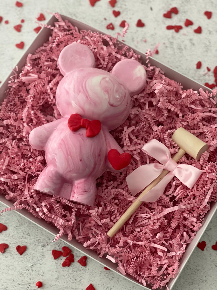 Chocolate Breakable Heart with a Teddy – Bubbles Gift